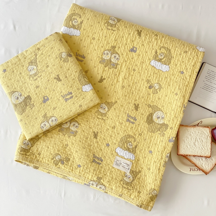 91家纺网 家纺一手货源 找家纺 麻依 2026新款安心棉床盖三件全棉四层纱布床单 星星宝