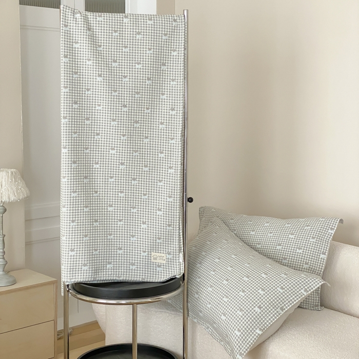 91家纺网 家纺一手货源 找家纺 麻依 2026新款安心棉床盖三件全棉四层纱布床单 小香樱桃-蓝