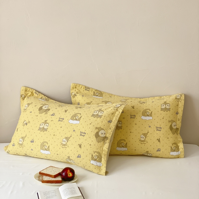 91家纺网 家纺一手货源 找家纺 麻依 2026新款安心棉床盖三件全棉四层纱布床单 星星宝