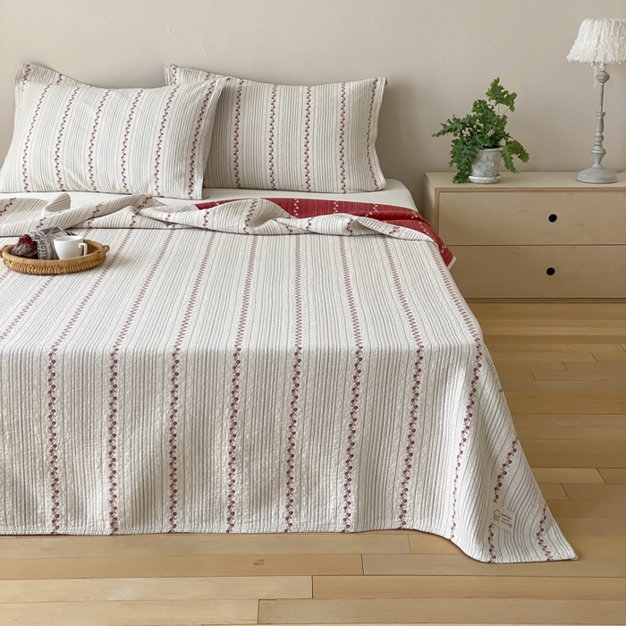 91家纺网 家纺一手货源 找家纺 麻依 2026新款安心棉床盖三件全棉四层纱布床单 清梦