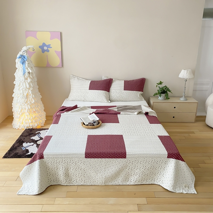 麻依 2026新款安心棉床盖三件全棉四层纱布床单 加州阳光-红