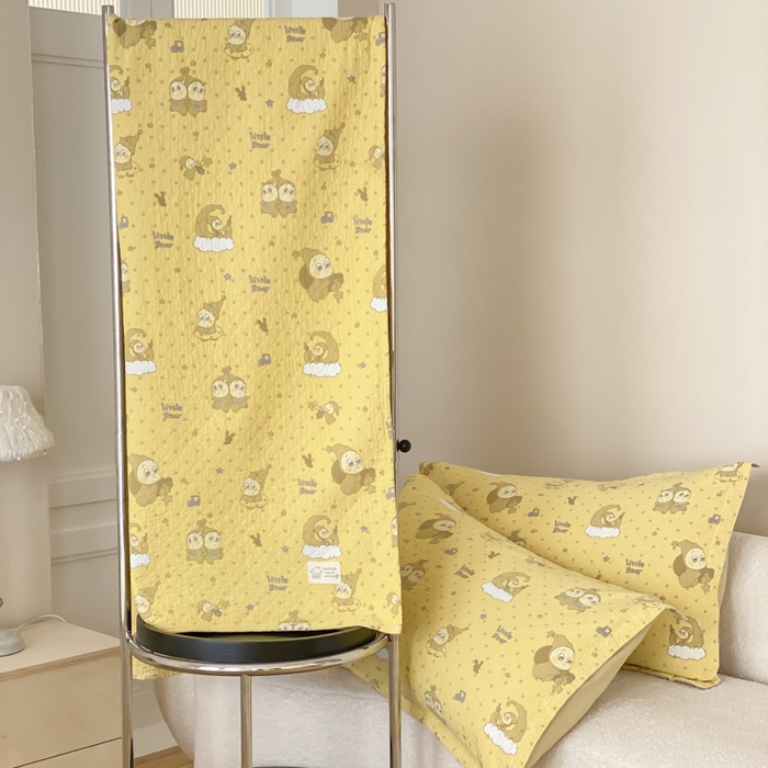 91家纺网 家纺一手货源 找家纺 麻依 2026新款安心棉床盖三件全棉四层纱布床单 星星宝