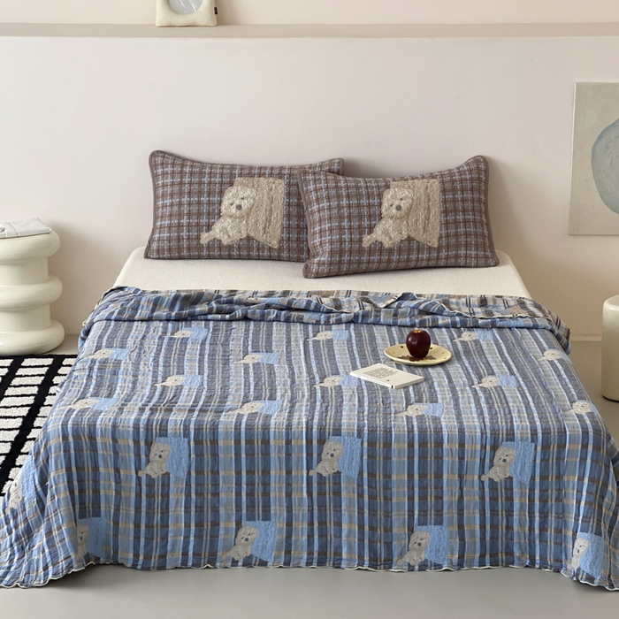 91家纺网 家纺一手货源 找家纺 麻依 2026新款软萌夏被全棉四层纱布 博美仔