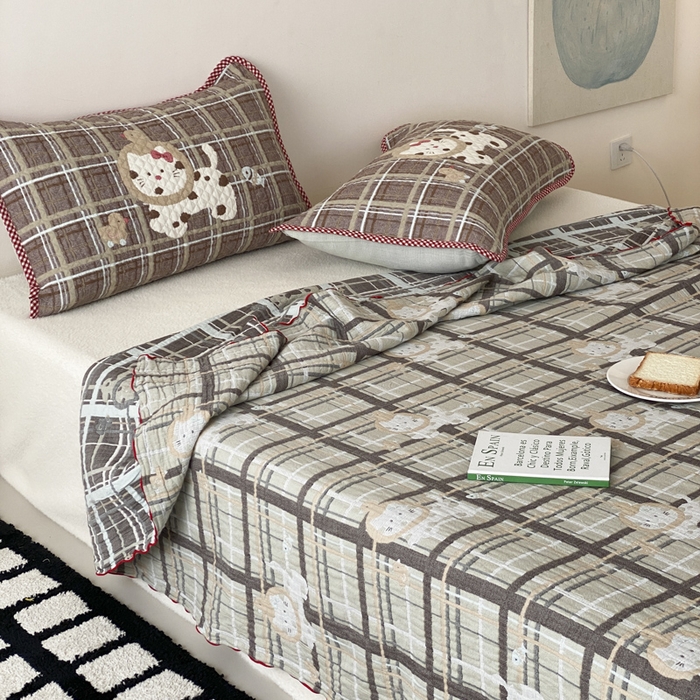 91家纺网 家纺一手货源 找家纺 麻依 2026新款软萌夏被全棉四层纱布 斑点小咪