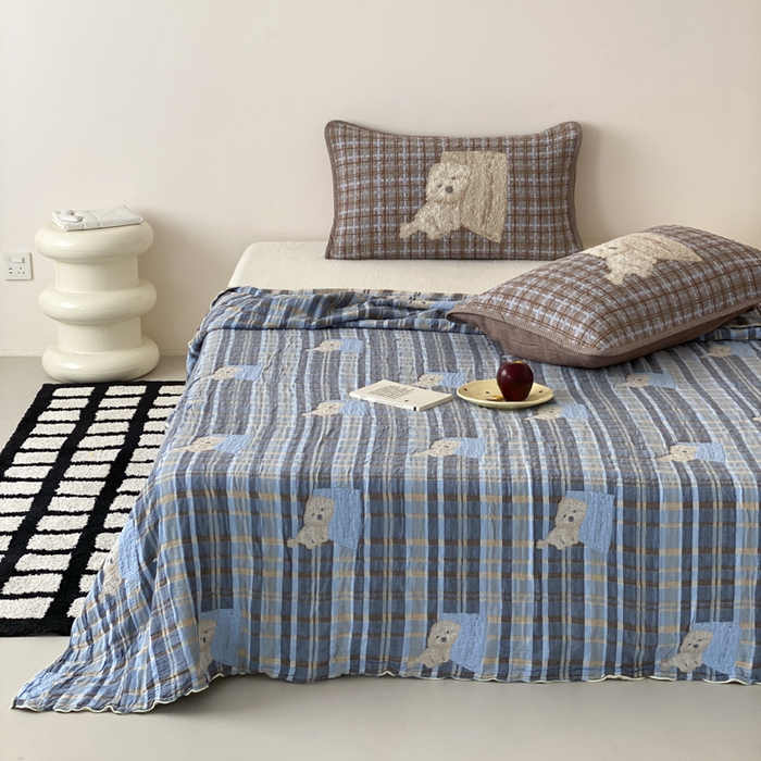 91家纺网 家纺一手货源 找家纺 麻依 2026新款软萌夏被全棉四层纱布 博美仔