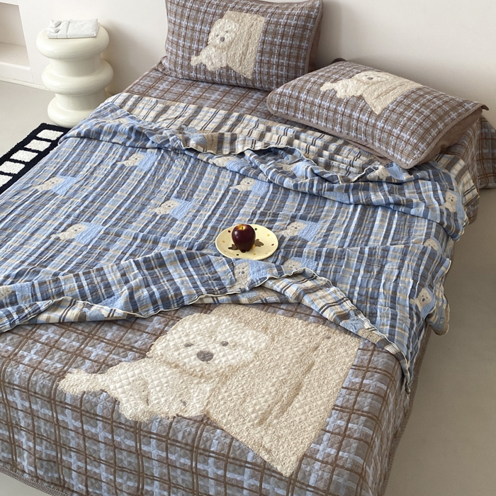 91家纺网 家纺一手货源 找家纺 麻依 2026新款软萌夏被全棉四层纱布 博美仔