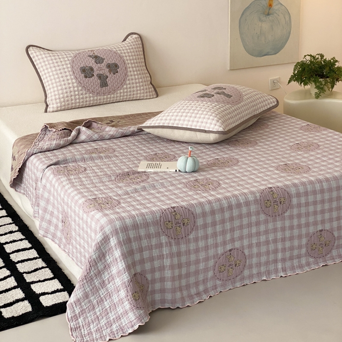 91家纺网 家纺一手货源 找家纺 麻依 2026新款软萌夏被全棉四层纱布 乐园小象