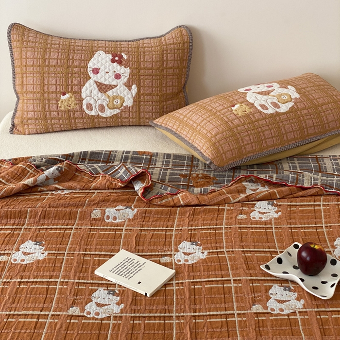 91家纺网 家纺一手货源 找家纺 麻依 2026新款软萌夏被全棉四层纱布 胖胖猫