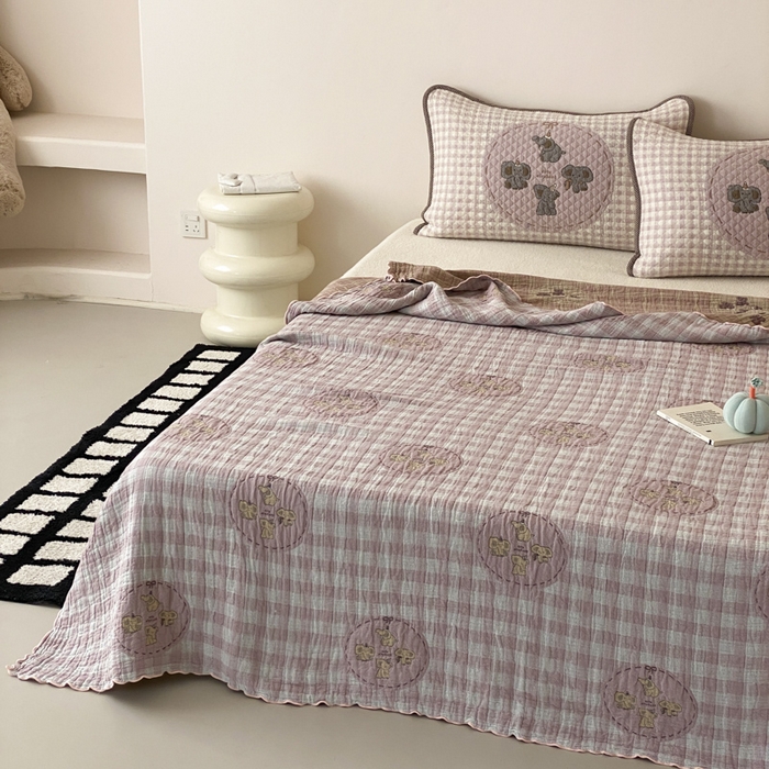 91家纺网 家纺一手货源 找家纺 麻依 2026新款软萌夏被全棉四层纱布 乐园小象