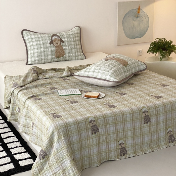 91家纺网 家纺一手货源 找家纺 麻依 2026新款软萌夏被全棉四层纱布 毛绒小狗