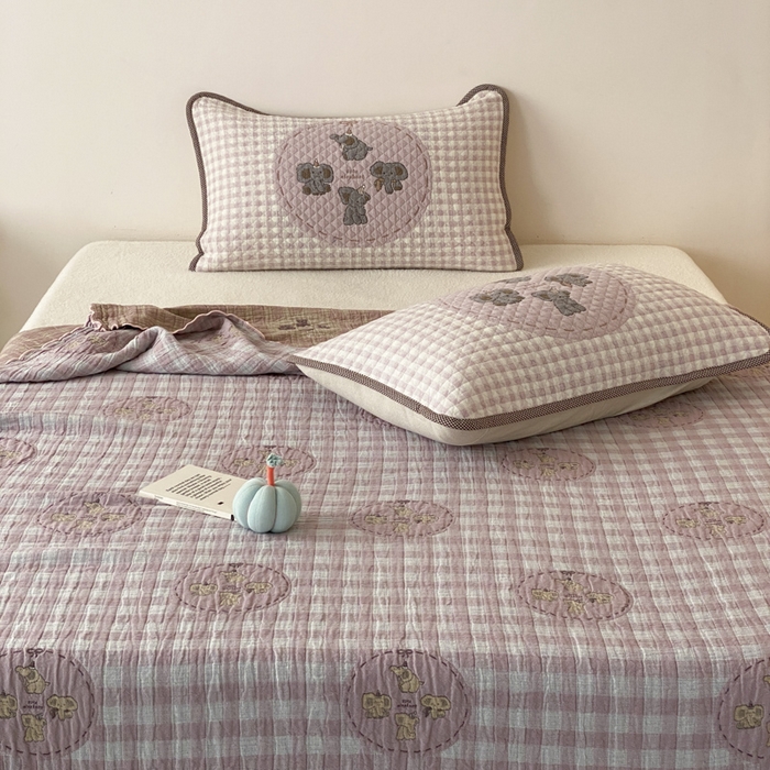 91家纺网 家纺一手货源 找家纺 麻依 2026新款软萌夏被全棉四层纱布 乐园小象