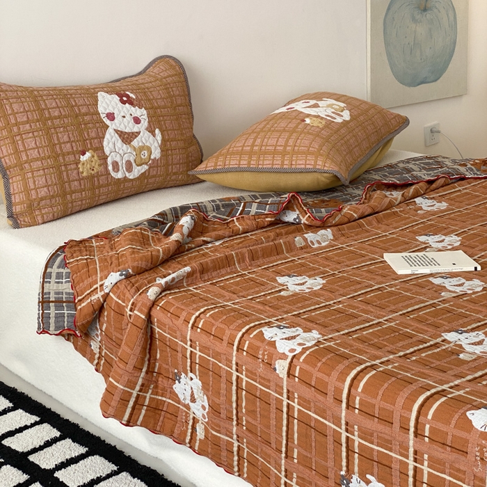 91家纺网 家纺一手货源 找家纺 麻依 2026新款软萌夏被全棉四层纱布 胖胖猫