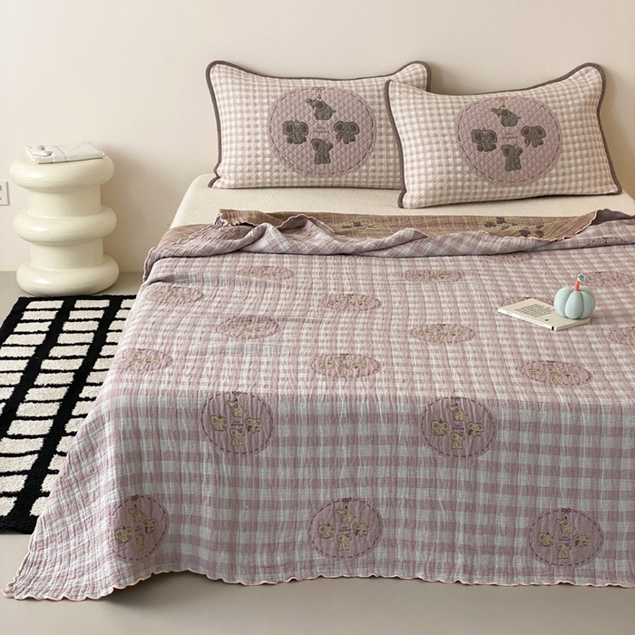 91家纺网 家纺一手货源 找家纺 麻依 2026新款软萌夏被全棉四层纱布 乐园小象