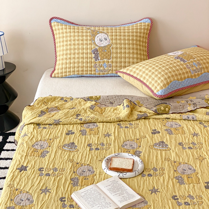 91家纺网 家纺一手货源 找家纺 麻依 2026新款软萌夏被全棉四层纱布 小黄人