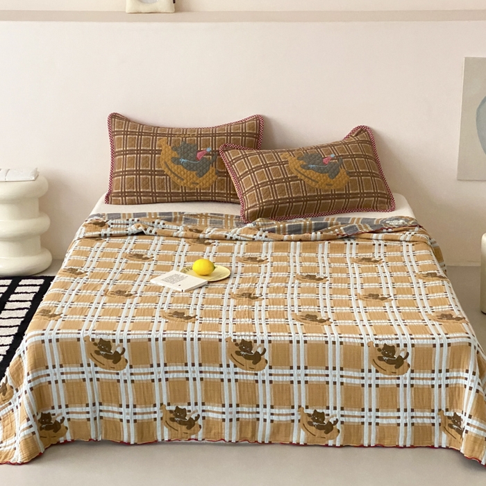 91家纺网 家纺一手货源 找家纺 麻依 2026新款软萌夏被全棉四层纱布 香蕉小猫