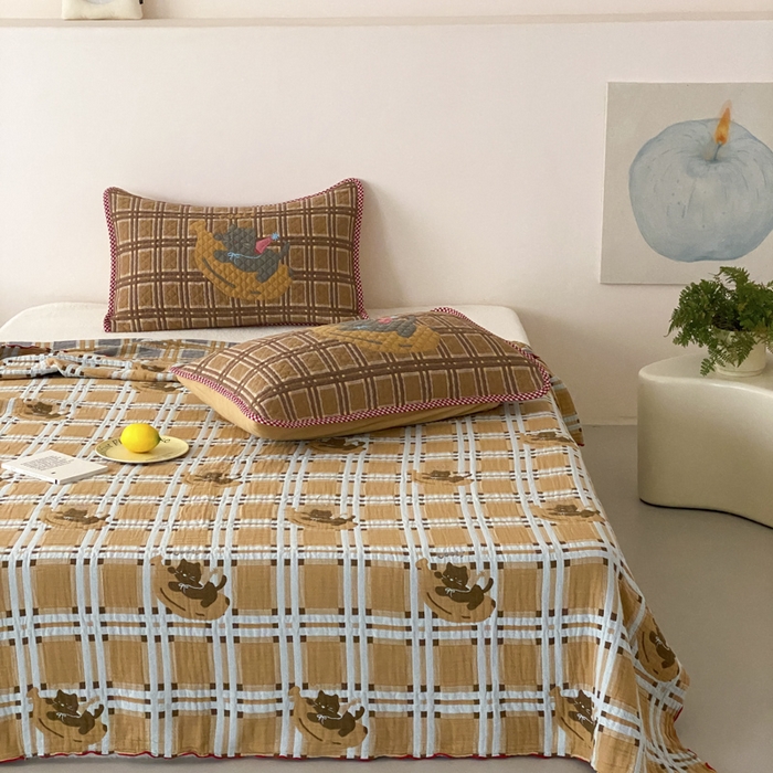 91家纺网 家纺一手货源 找家纺 麻依 2026新款软萌夏被全棉四层纱布 香蕉小猫