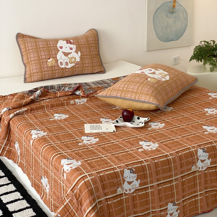 91家纺网 家纺一手货源 找家纺 麻依 2026新款软萌夏被全棉四层纱布 胖胖猫