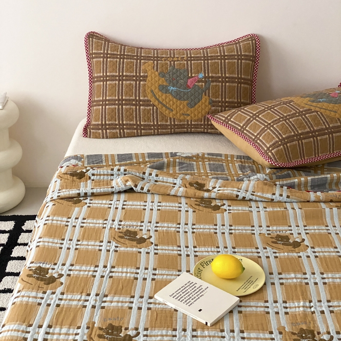 91家纺网 家纺一手货源 找家纺 麻依 2026新款软萌夏被全棉四层纱布 香蕉小猫