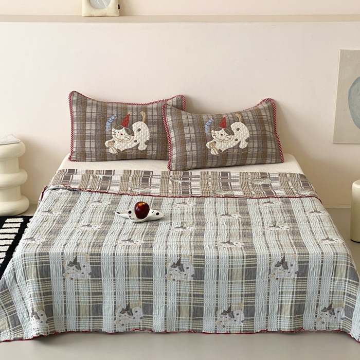 91家纺网 家纺一手货源 找家纺 麻依 2026新款软萌夏被全棉四层纱布 玩耍小咪