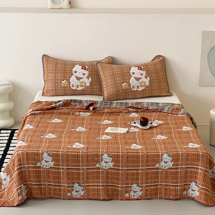 91家纺网 家纺一手货源 找家纺 麻依 2026新款软萌夏被全棉四层纱布 胖胖猫