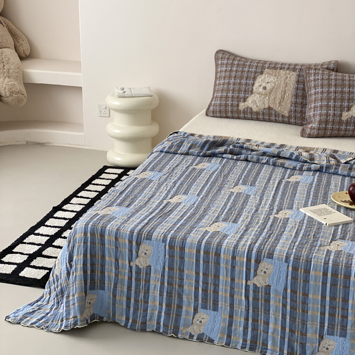 91家纺网 家纺一手货源 找家纺 麻依 2026新款软萌夏被全棉四层纱布 博美仔