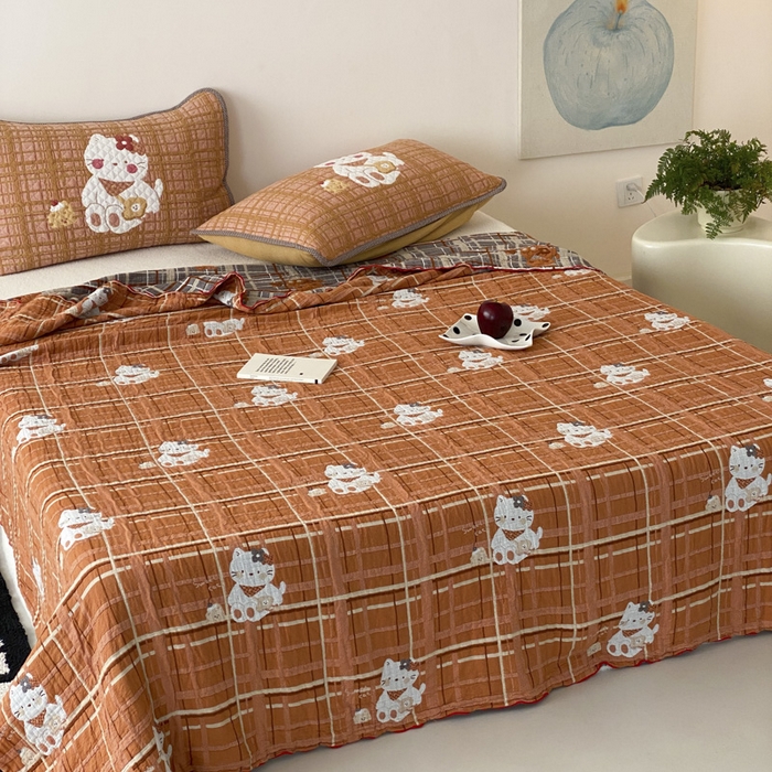 91家纺网 家纺一手货源 找家纺 麻依 2026新款软萌夏被全棉四层纱布 胖胖猫