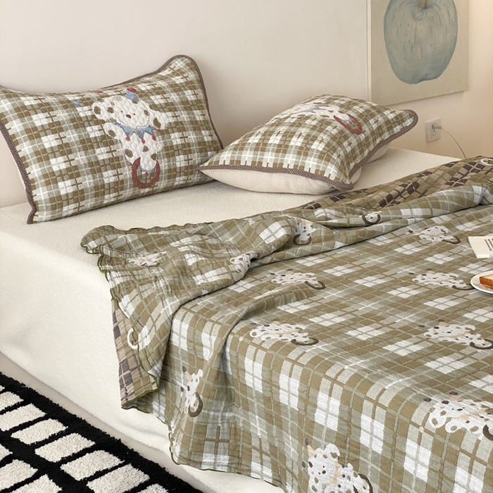 91家纺网 家纺一手货源 找家纺 麻依 2026新款软萌夏被全棉四层纱布 杂技萌宠