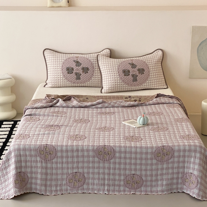 91家纺网 家纺一手货源 找家纺 麻依 2026新款软萌夏被全棉四层纱布 乐园小象