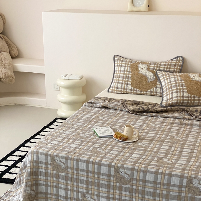 91家纺网 家纺一手货源 找家纺 麻依 2026新款软萌夏被全棉四层纱布 懒床小狗