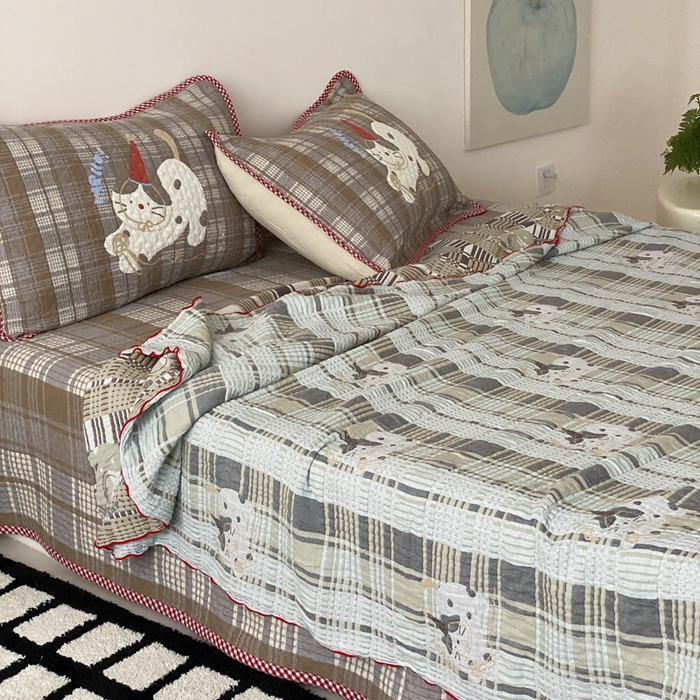 麻依 2026新款软萌夏被全棉四层纱布 玩耍小咪