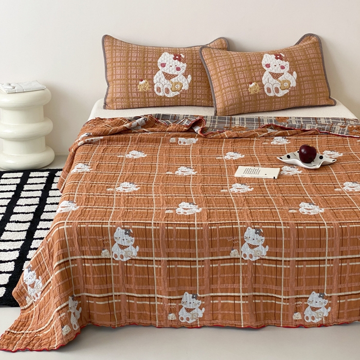 91家纺网 家纺一手货源 找家纺 麻依 2026新款软萌夏被全棉四层纱布 胖胖猫