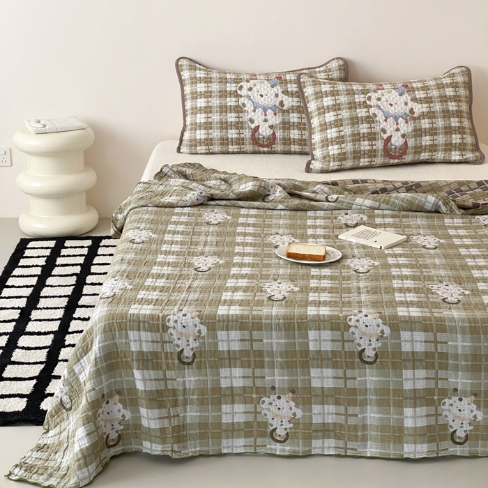 91家纺网 家纺一手货源 找家纺 麻依 2026新款软萌夏被全棉四层纱布 杂技萌宠