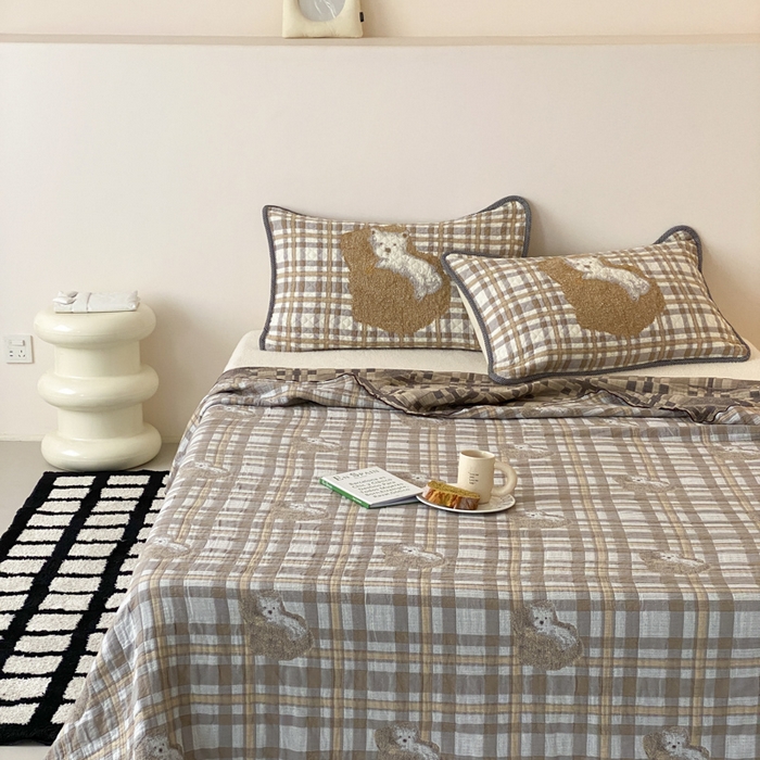 91家纺网 家纺一手货源 找家纺 麻依 2026新款软萌夏被全棉四层纱布 懒床小狗