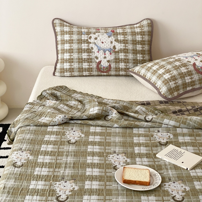 91家纺网 家纺一手货源 找家纺 麻依 2026新款软萌夏被全棉四层纱布 杂技萌宠