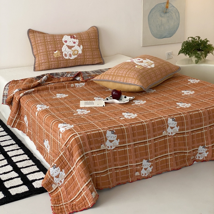 91家纺网 家纺一手货源 找家纺 麻依 2026新款软萌夏被全棉四层纱布 胖胖猫