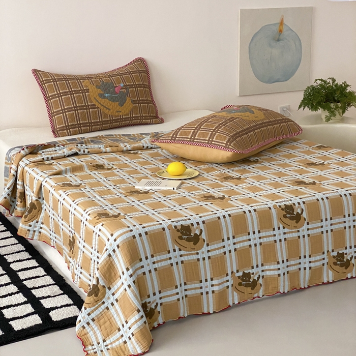 91家纺网 家纺一手货源 找家纺 麻依 2026新款软萌夏被全棉四层纱布 香蕉小猫