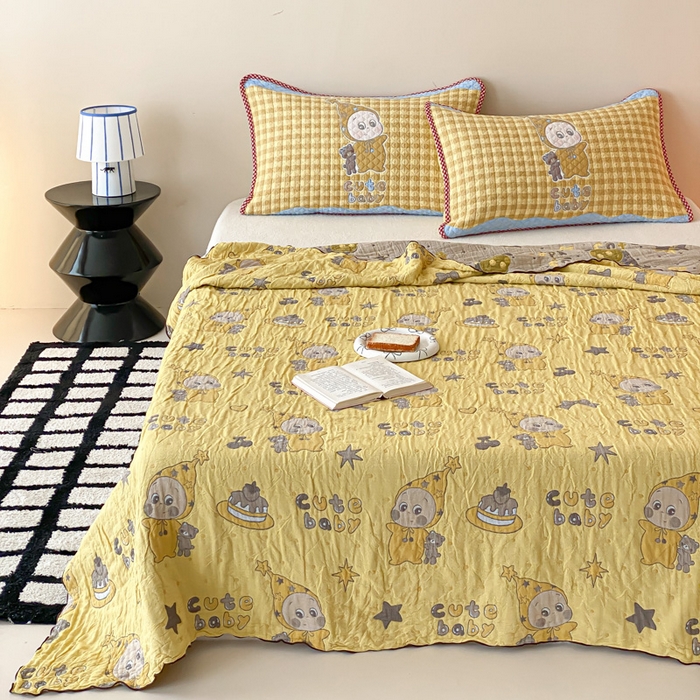 91家纺网 家纺一手货源 找家纺 麻依 2026新款软萌夏被全棉四层纱布 小黄人