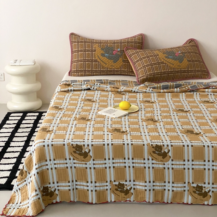 91家纺网 家纺一手货源 找家纺 麻依 2026新款软萌夏被全棉四层纱布 香蕉小猫