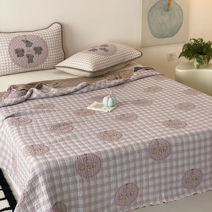 91家纺网 家纺一手货源 找家纺 麻依 2026新款软萌夏被全棉四层纱布 乐园小象