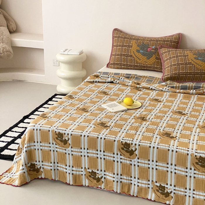 91家纺网 家纺一手货源 找家纺 麻依 2026新款软萌夏被全棉四层纱布 香蕉小猫