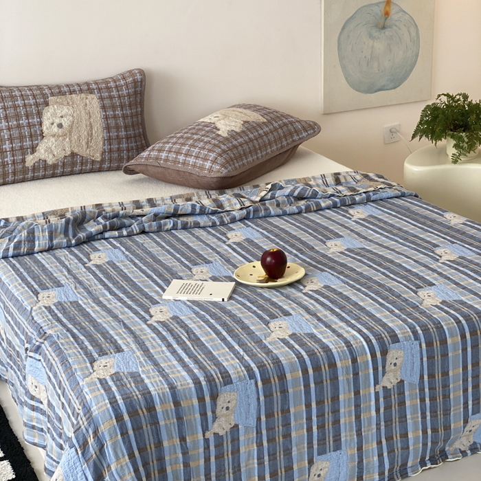 91家纺网 家纺一手货源 找家纺 麻依 2026新款软萌夏被全棉四层纱布 博美仔