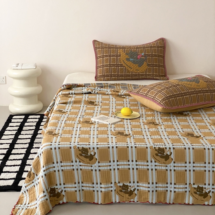 91家纺网 家纺一手货源 找家纺 麻依 2026新款软萌夏被全棉四层纱布 香蕉小猫