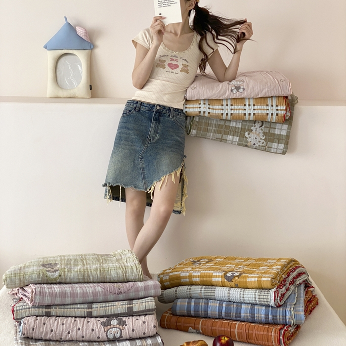 91家纺网 家纺一手货源 找家纺 麻依 2026新款软萌夏被全棉四层纱布 组合图