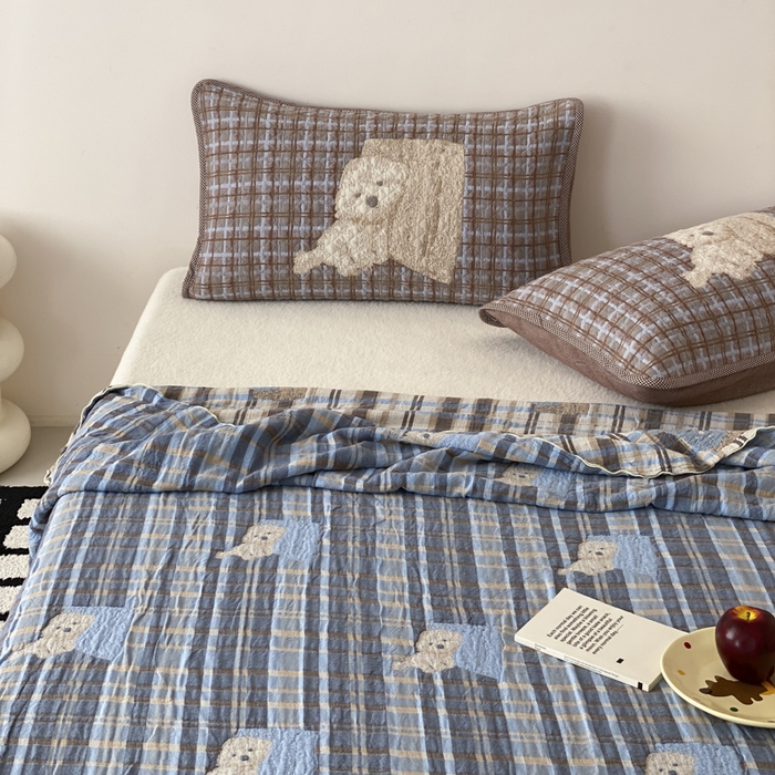 91家纺网 家纺一手货源 找家纺 麻依 2026新款软萌夏被全棉四层纱布 博美仔