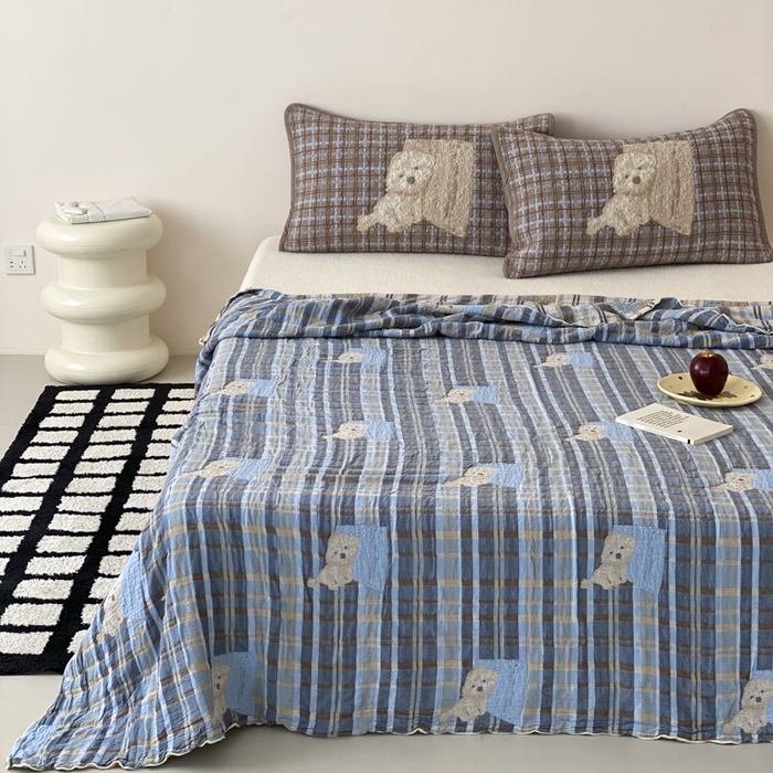 91家纺网 家纺一手货源 找家纺 麻依 2026新款软萌夏被全棉四层纱布 博美仔