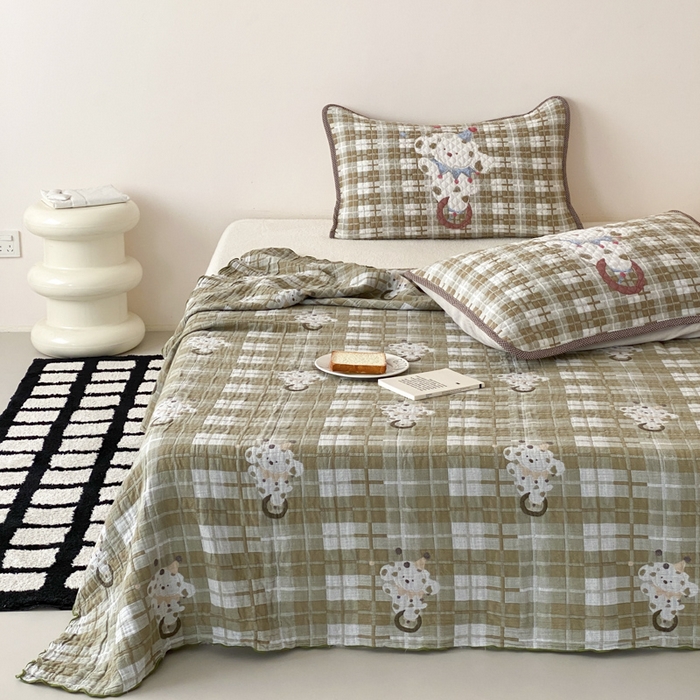 91家纺网 家纺一手货源 找家纺 麻依 2026新款软萌夏被全棉四层纱布 杂技萌宠