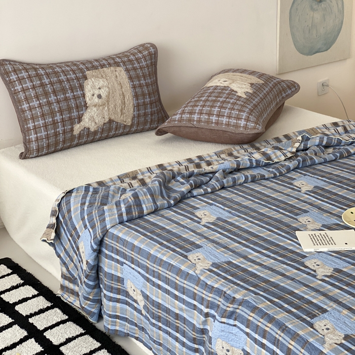 91家纺网 家纺一手货源 找家纺 麻依 2026新款软萌夏被全棉四层纱布 博美仔