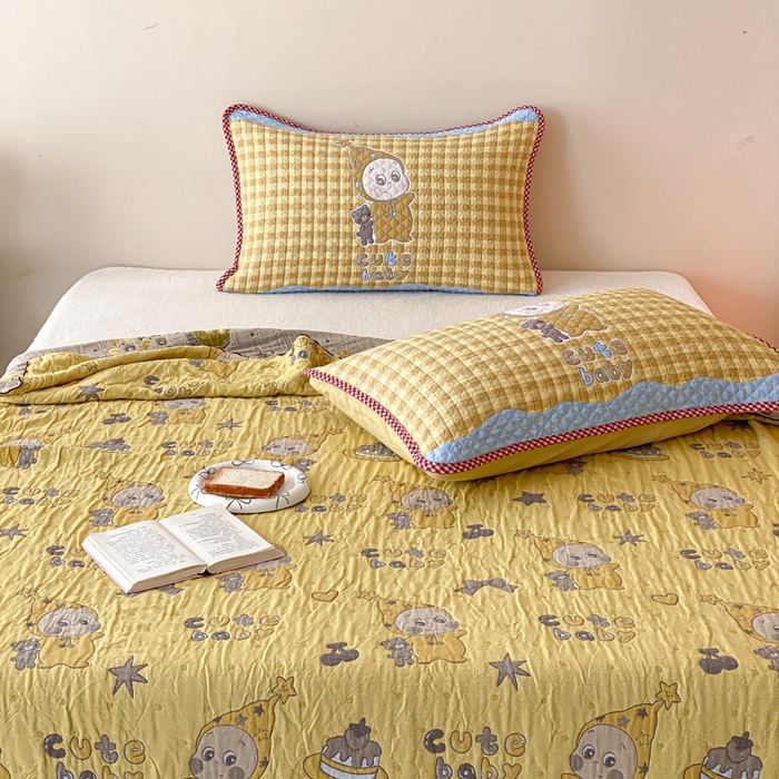 91家纺网 家纺一手货源 找家纺 麻依 2026新款软萌夏被全棉四层纱布 小黄人