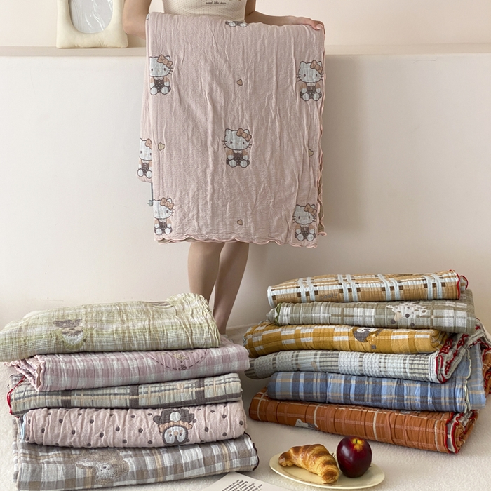 91家纺网 家纺一手货源 找家纺 麻依 2026新款软萌夏被全棉四层纱布 组合图