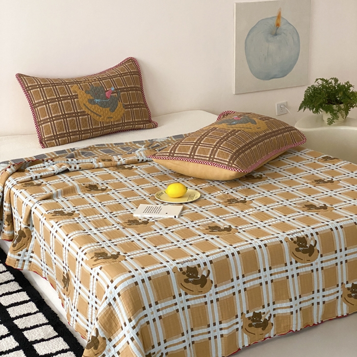 91家纺网 家纺一手货源 找家纺 麻依 2026新款软萌夏被全棉四层纱布 香蕉小猫